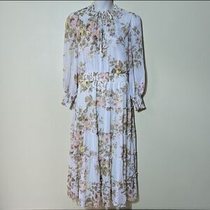Halogen Floral Tiered Maxi Dress Size XL Tradwife Cottagecore Praire Modest